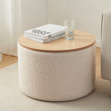 Parker Round Linen Coffee Table Storage Ottoman