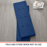 Foldable Tufted Linen Long Bench Storage Ottoman - Navy Blue