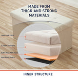 Foldable Tufted Linen 30' Inch Bench Storage Ottoman