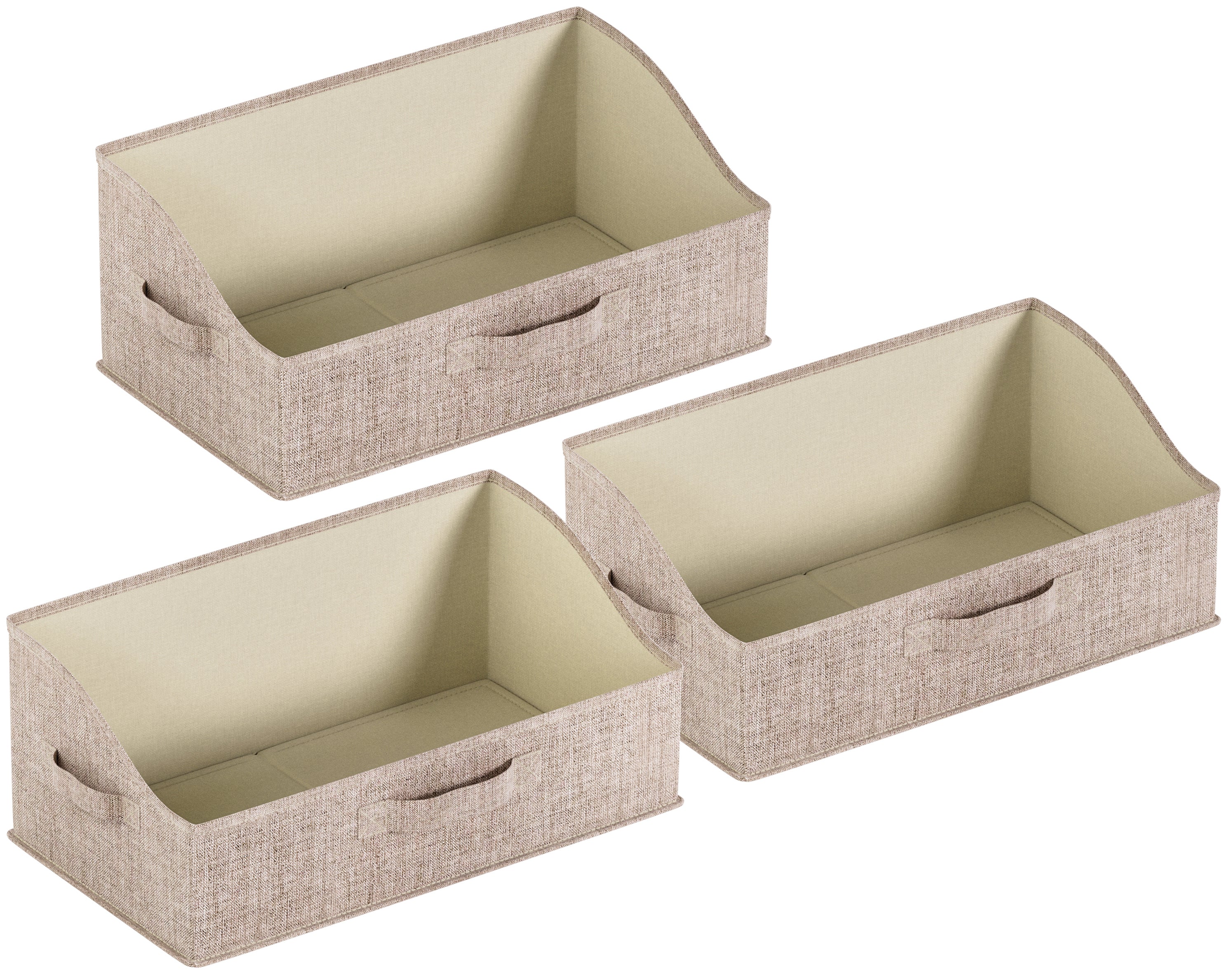 Foldable Trapezoid Storage Bin with Handles  - Set of 3