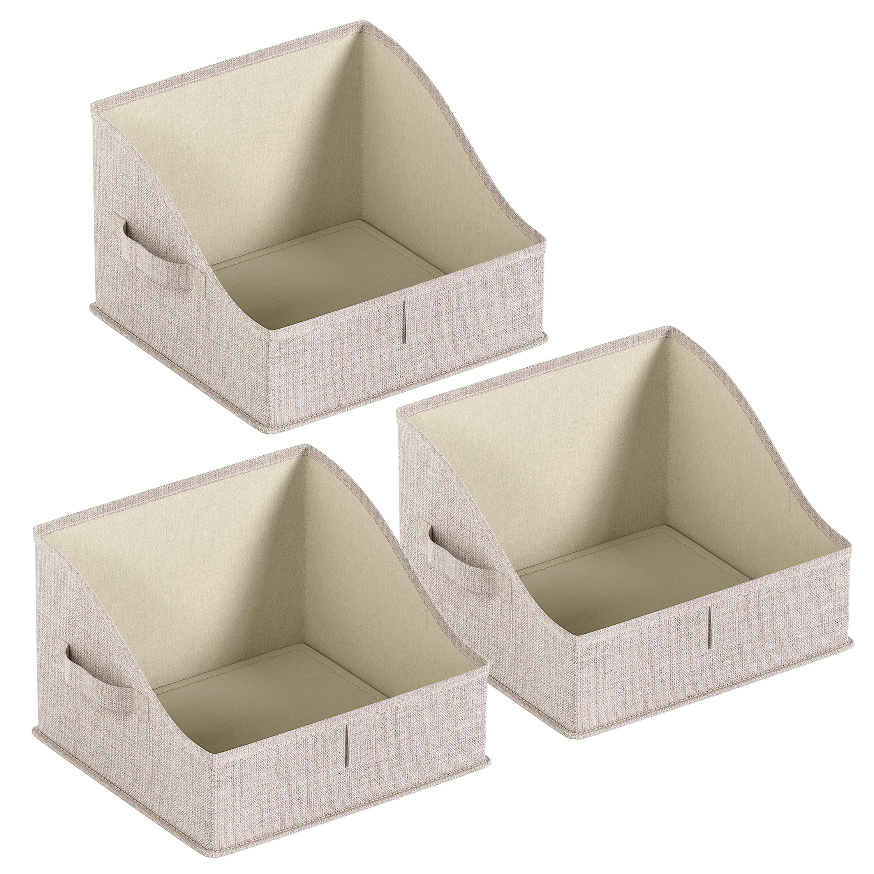 Foldable Trapezoid Storage Bin with Handles  - Set of 3