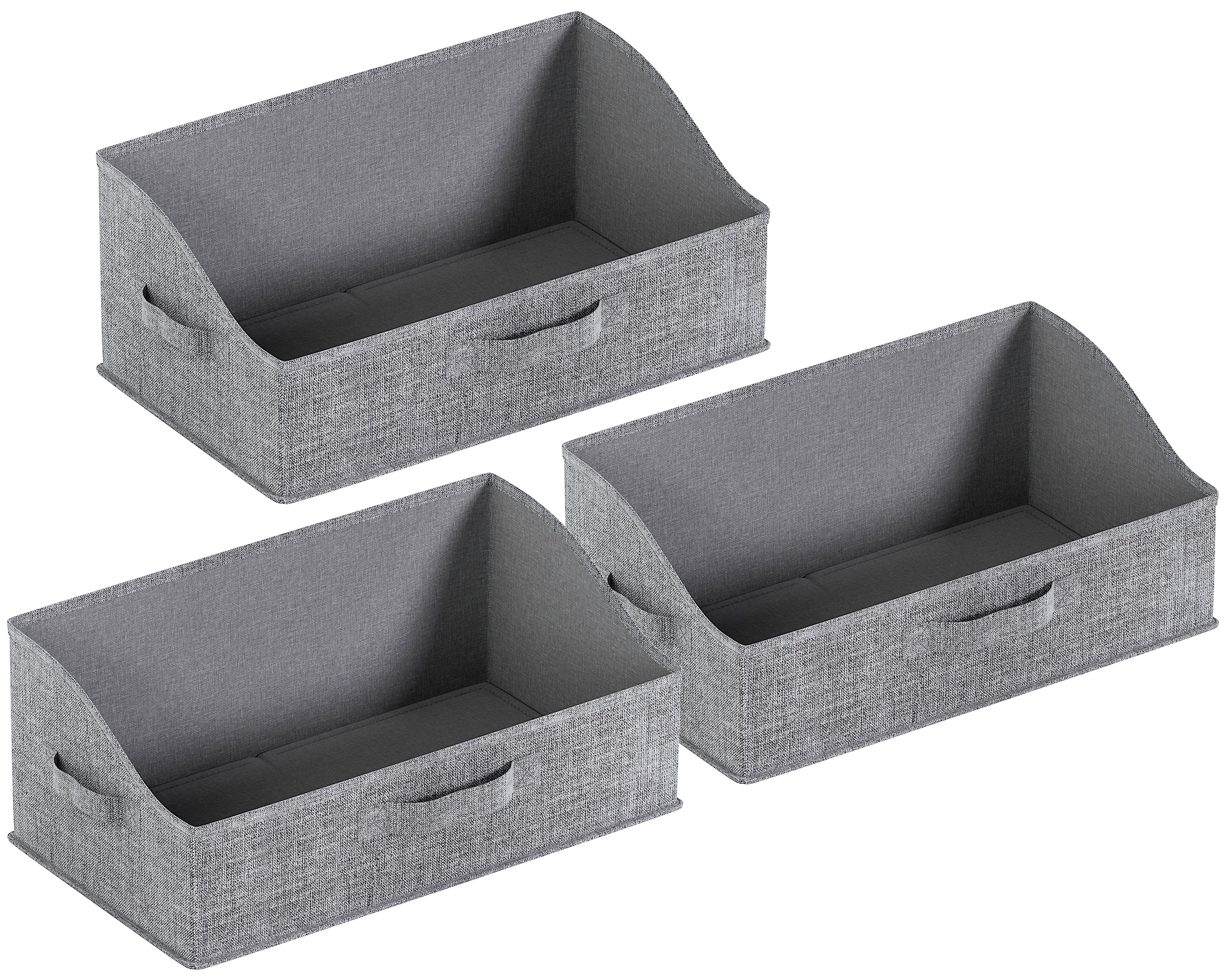 Foldable Trapezoid Storage Bin with Handles  - Set of 3