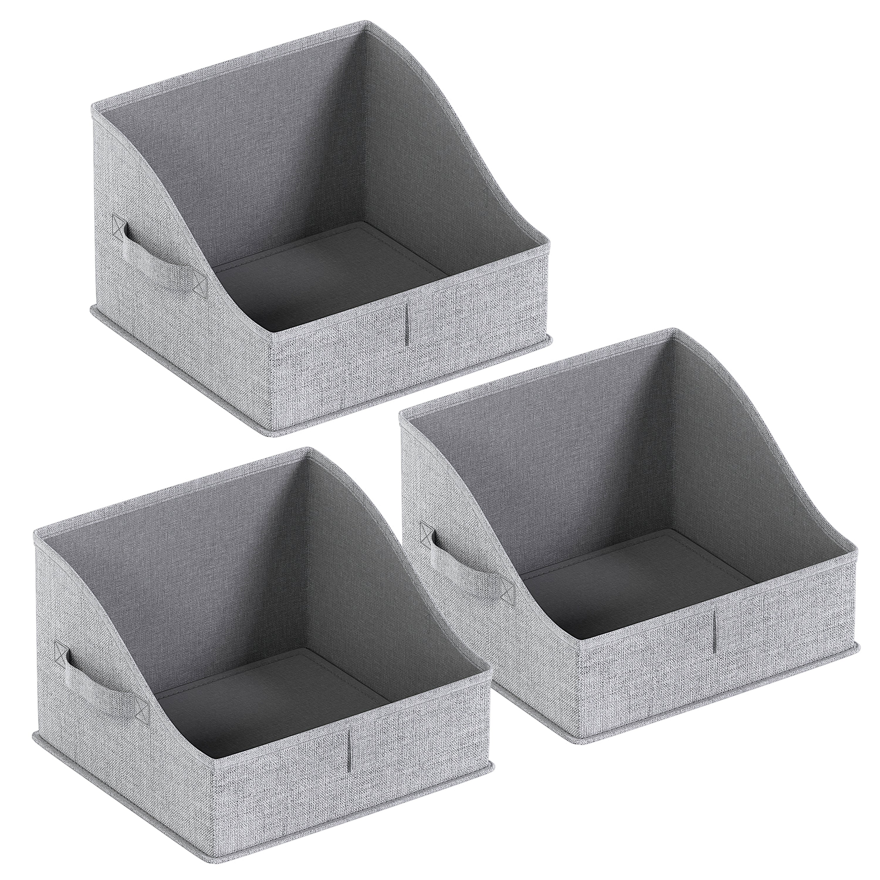 Foldable Trapezoid Storage Bin with Handles  - Set of 3