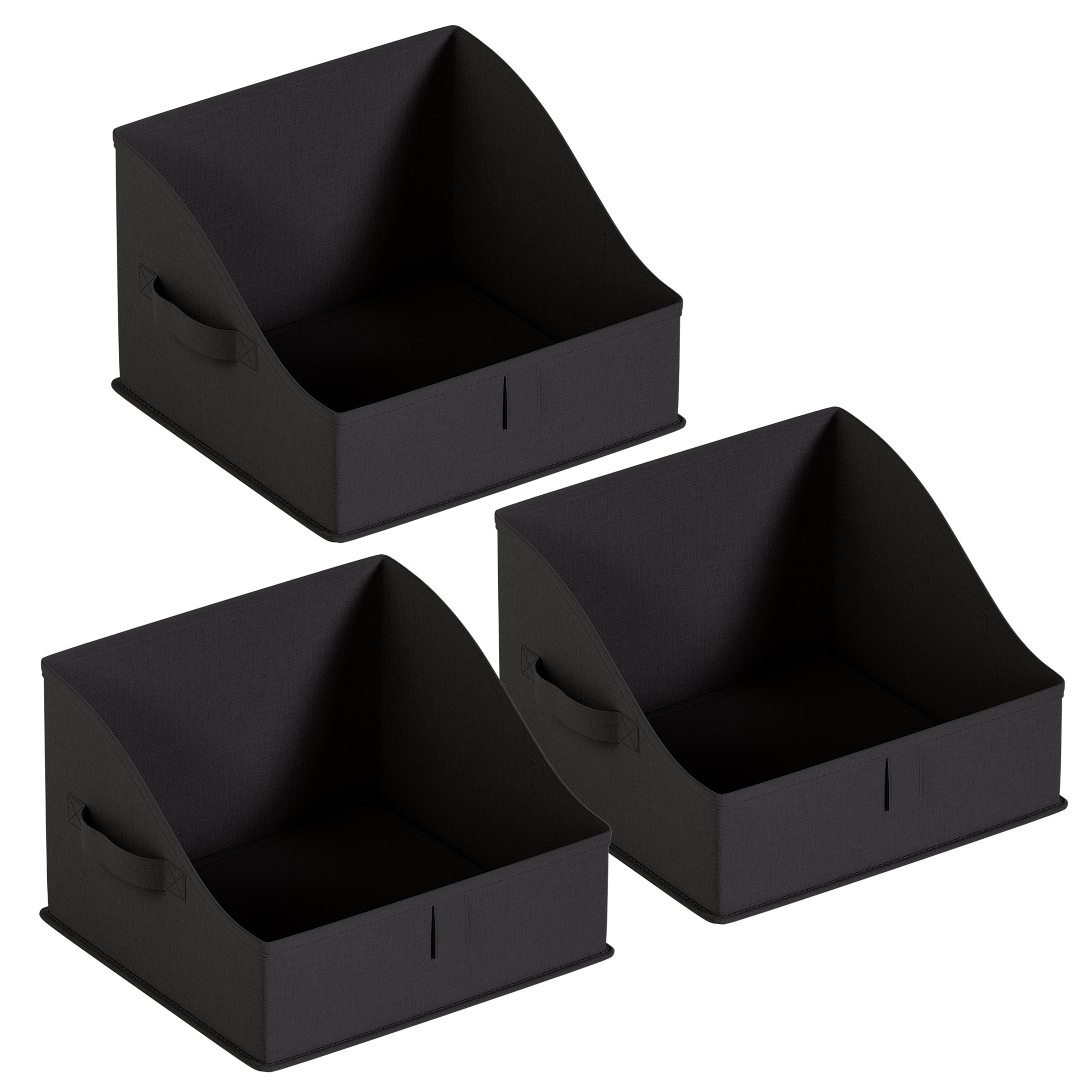 Foldable Trapezoid Storage Bin with Handles  - Set of 3
