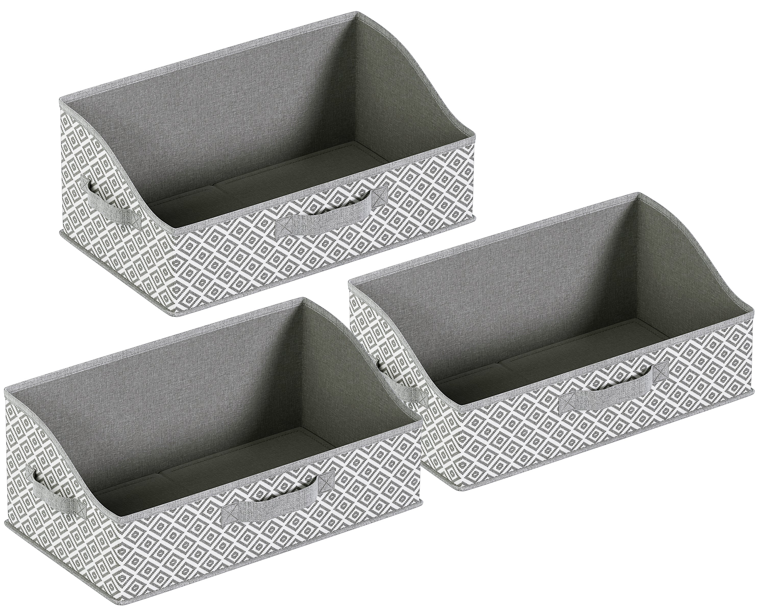 Foldable Trapezoid Storage Bin with Handles  - Set of 3