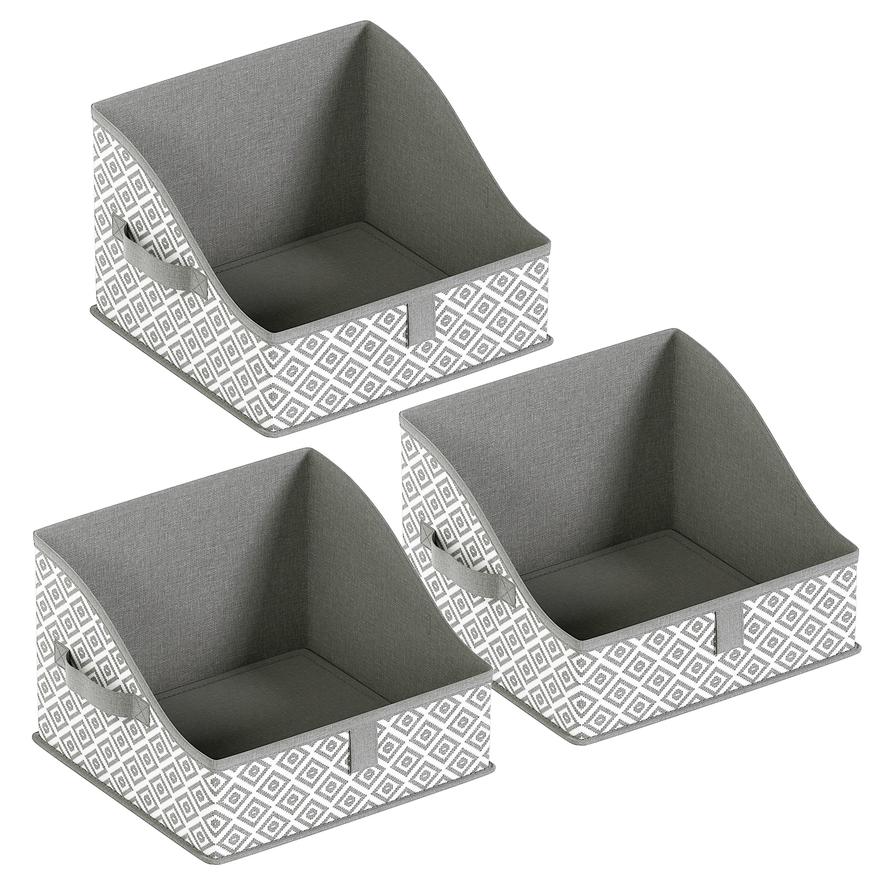 Foldable Trapezoid Storage Bin with Handles  - Set of 3