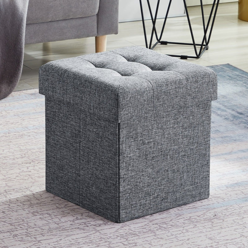 Foldable Tufted Storage Ottoman