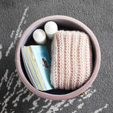 Round Velvet Storage Ottoman - Blush