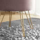 Round Velvet Storage Ottoman - Blush