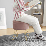 Round Velvet Storage Ottoman - Blush