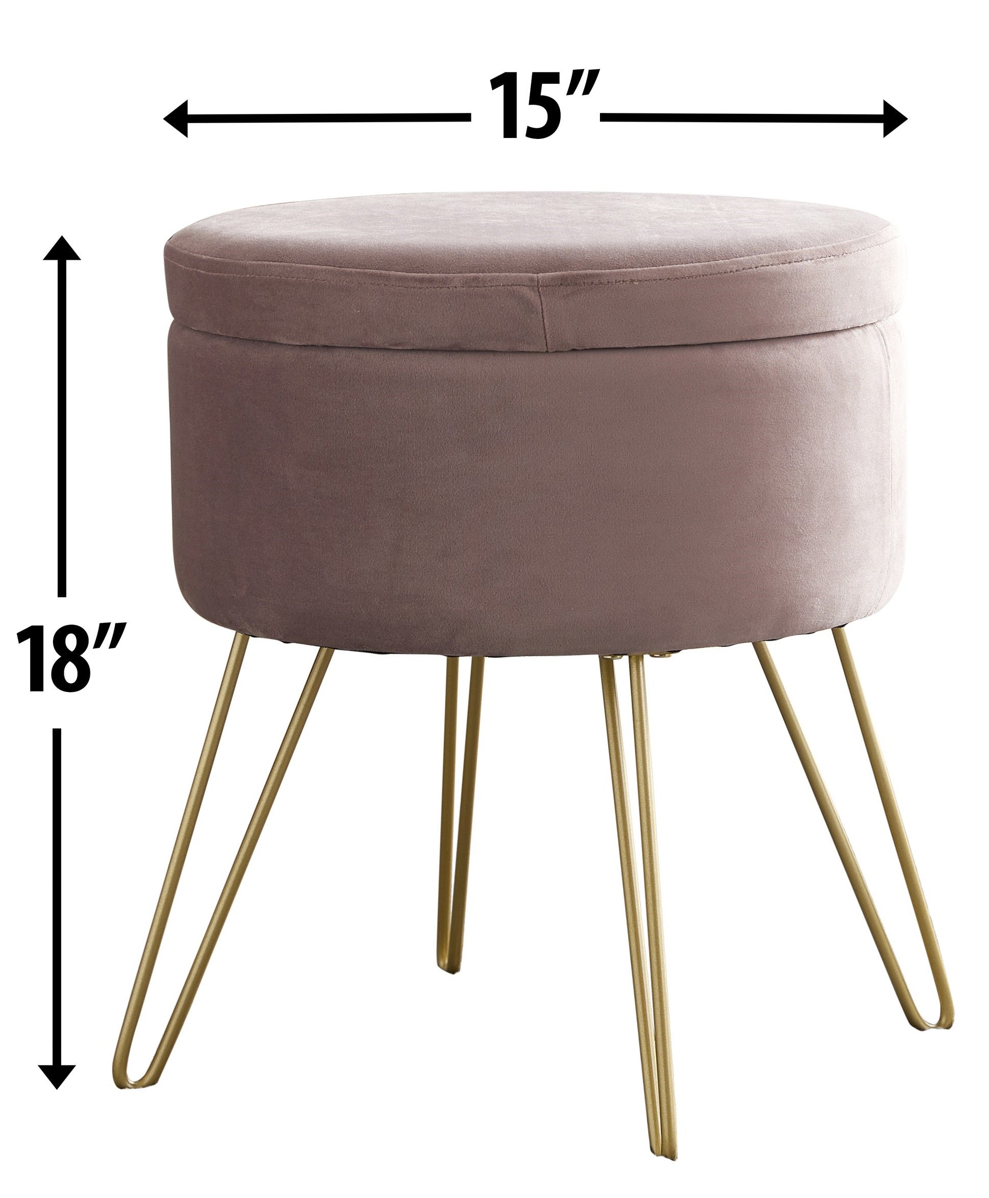 Round Velvet Storage Ottoman - Blush