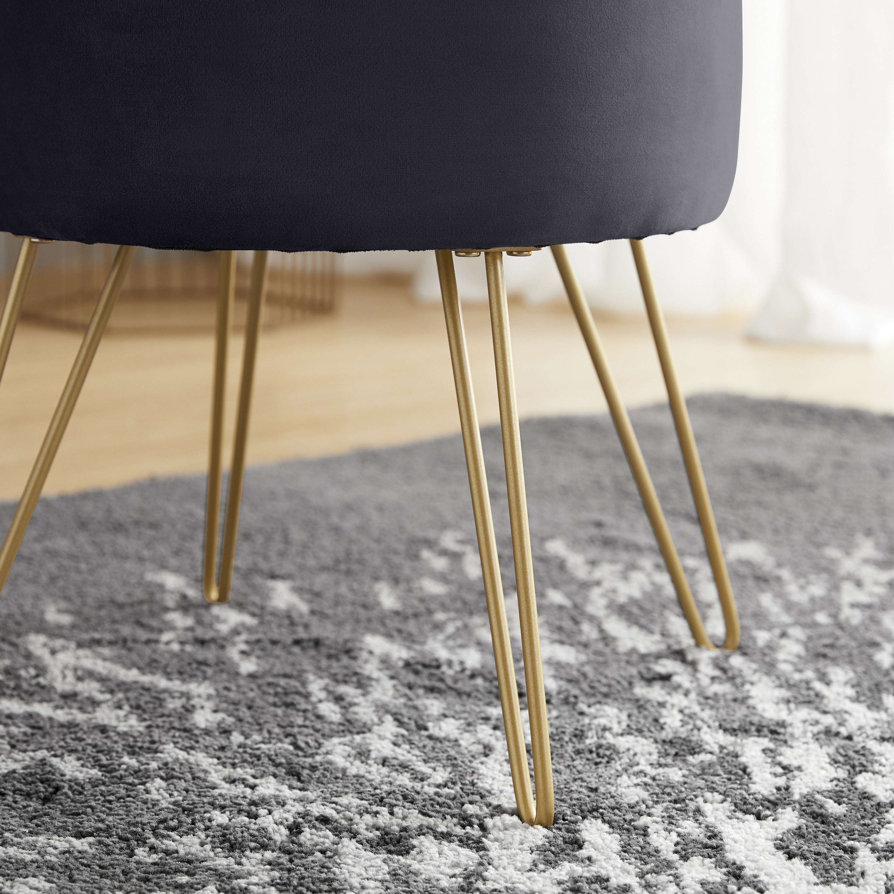 Round Velvet Storage Ottoman - Gray