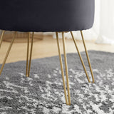 Round Velvet Storage Ottoman - Gray