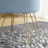 Round Velvet Storage Ottoman - Dusty Blue