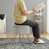 Round Velvet Storage Ottoman - Silver