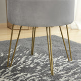 Round Velvet Storage Ottoman - Silver