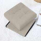 Foldable Tufted Linen Square Storage Ottoman - Beige