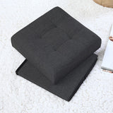 Foldable Tufted Linen Square Storage Ottoman - Black