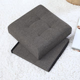 Foldable Tufted Linen Square Storage Ottoman - Charcoal Gray