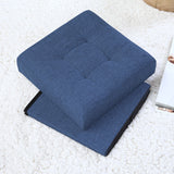 Foldable Tufted Linen Square Storage Ottoman - Navy Blue