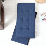 Foldable Tufted Linen Bench Storage Ottoman - Navy Blue