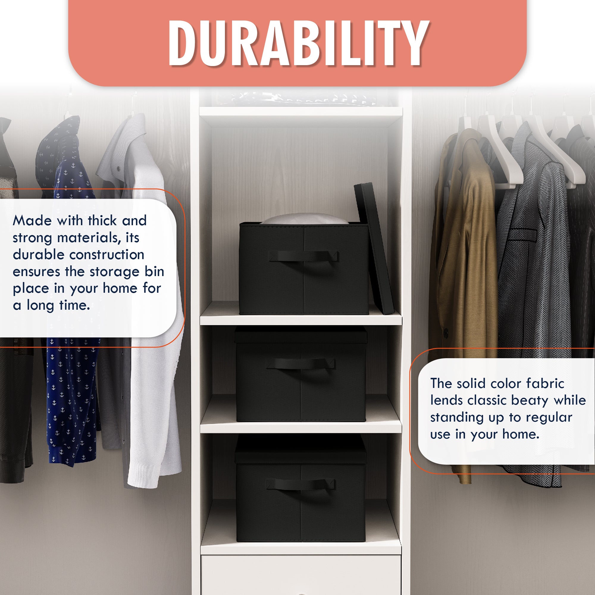 Foldable Large Storage Bin with Handles and Lid - Set of 3