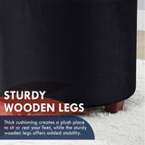 Donovan Round Tufted Velvet Storage Ottoman - Black