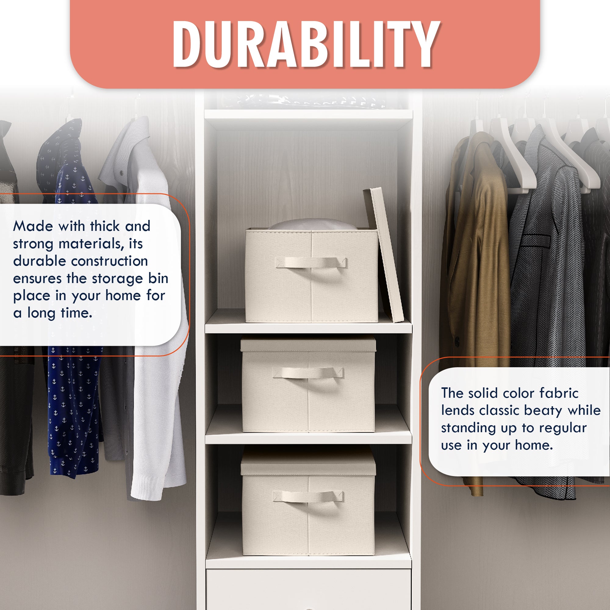 Foldable Large Storage Bin with Handles and Lid - Set of 3