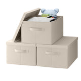 Foldable Large Storage Bin with Handles and Lid - Set of 3