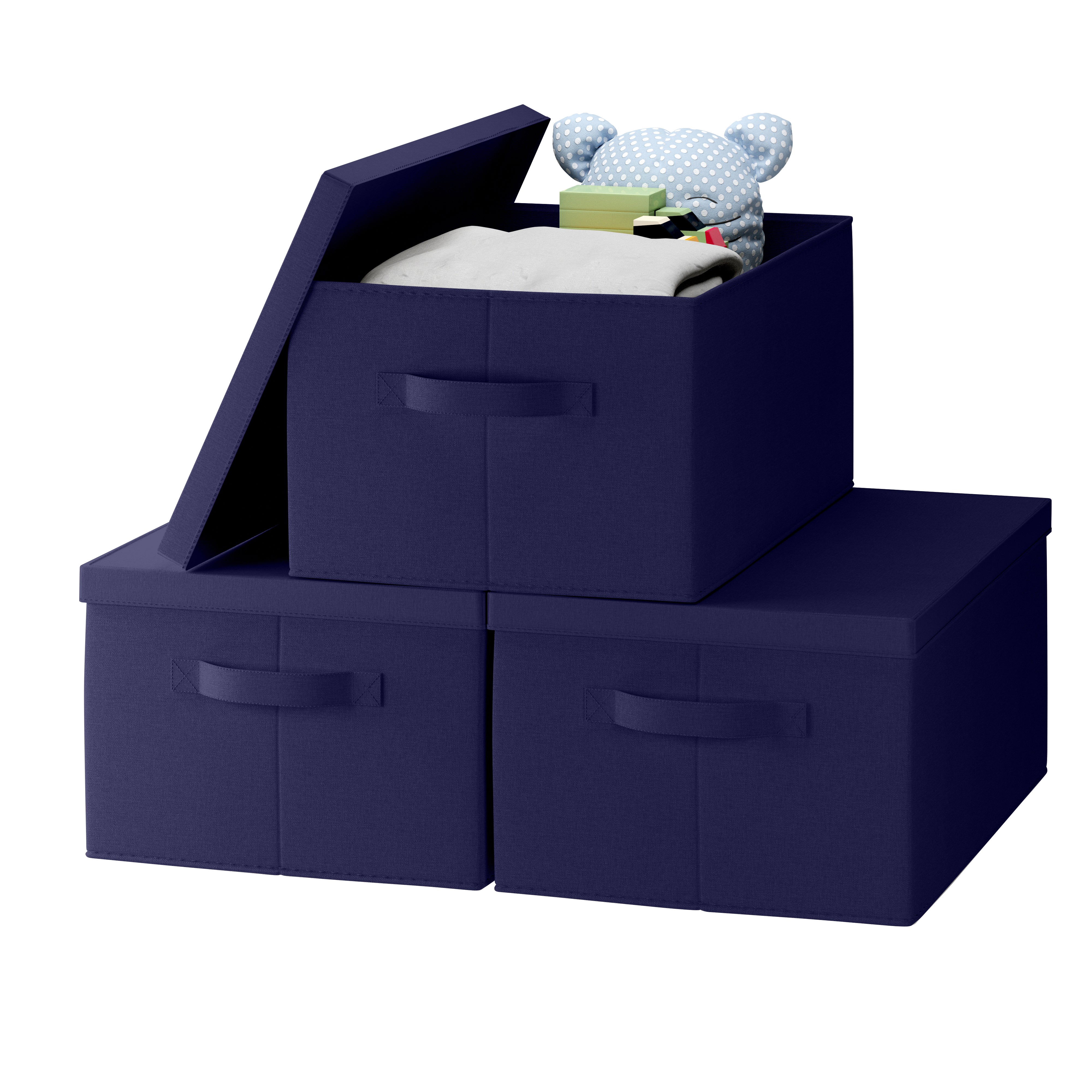 Foldable XLarge Storage Bin with Handles and Lid - Set of 3