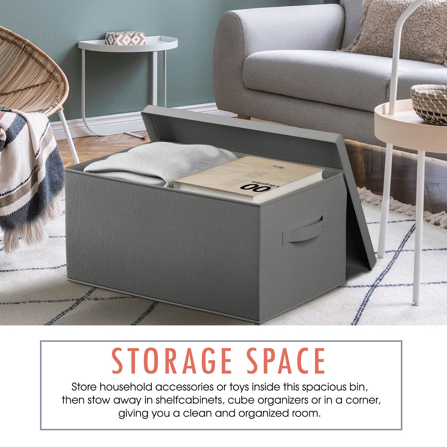 Foldable XLarge Storage Bin with Handles and Lid - Set of 3