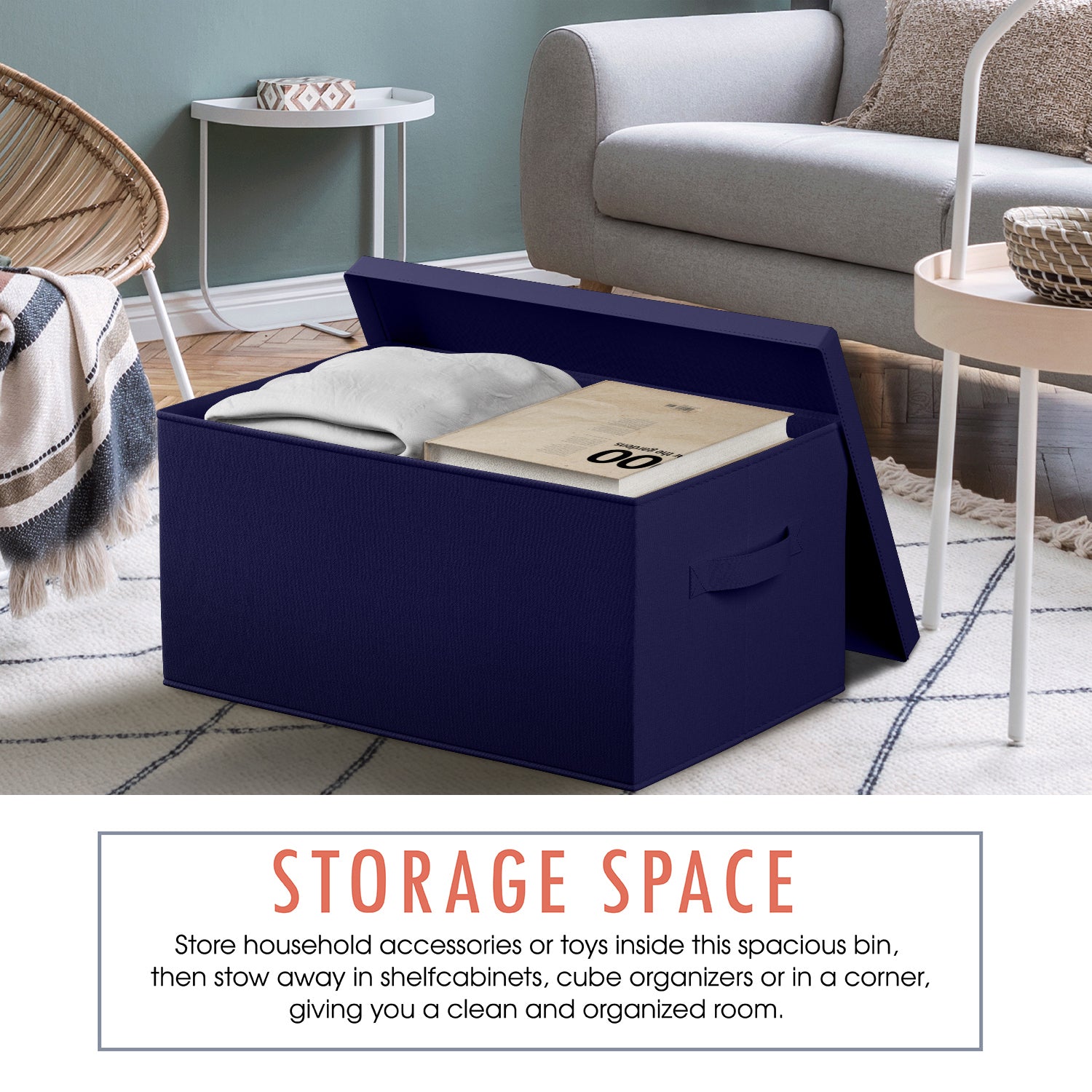 Foldable XLarge Storage Bin with Handles and Lid - Set of 3