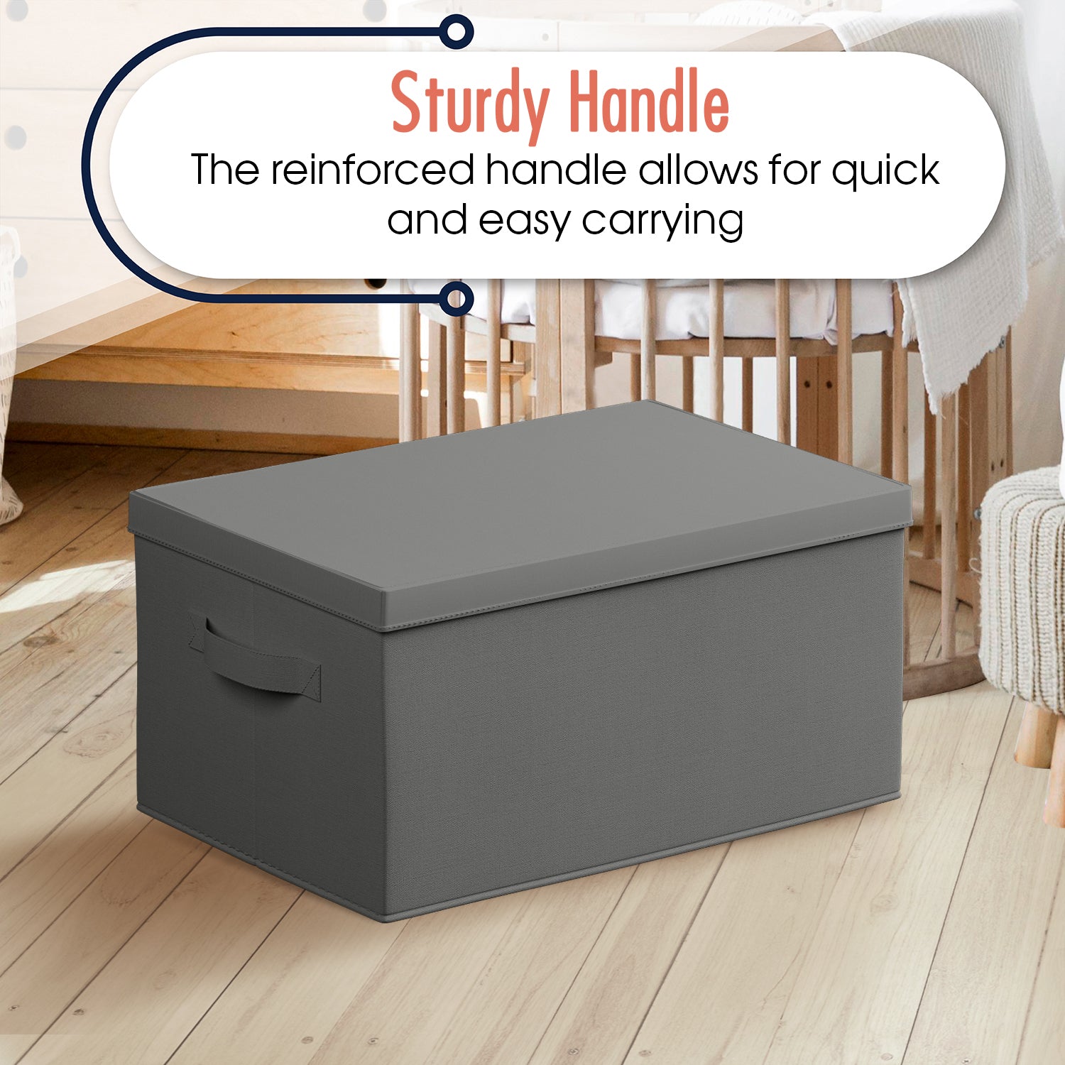 Foldable XLarge Storage Bin with Handles and Lid - Set of 3