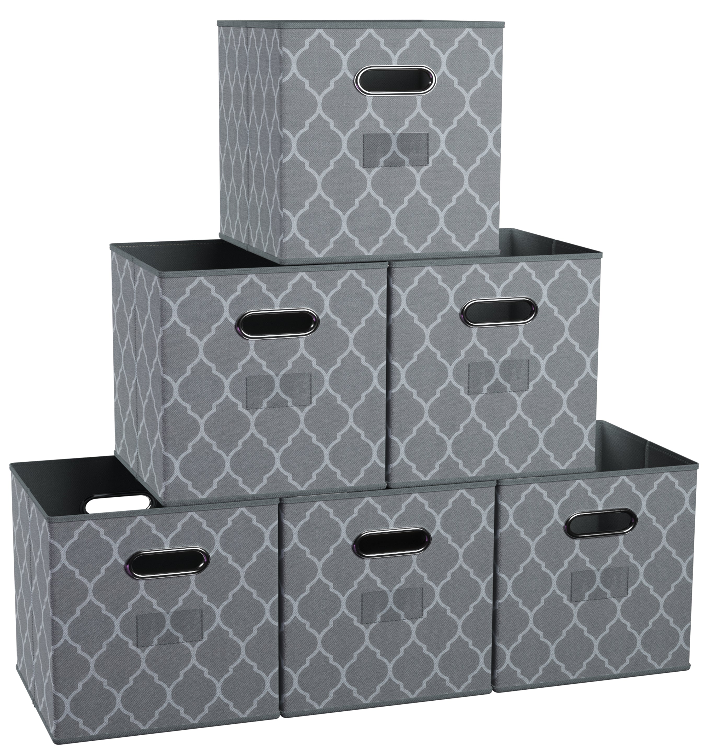 Lattice Foldable Storage Cube Bin with Dual Handles