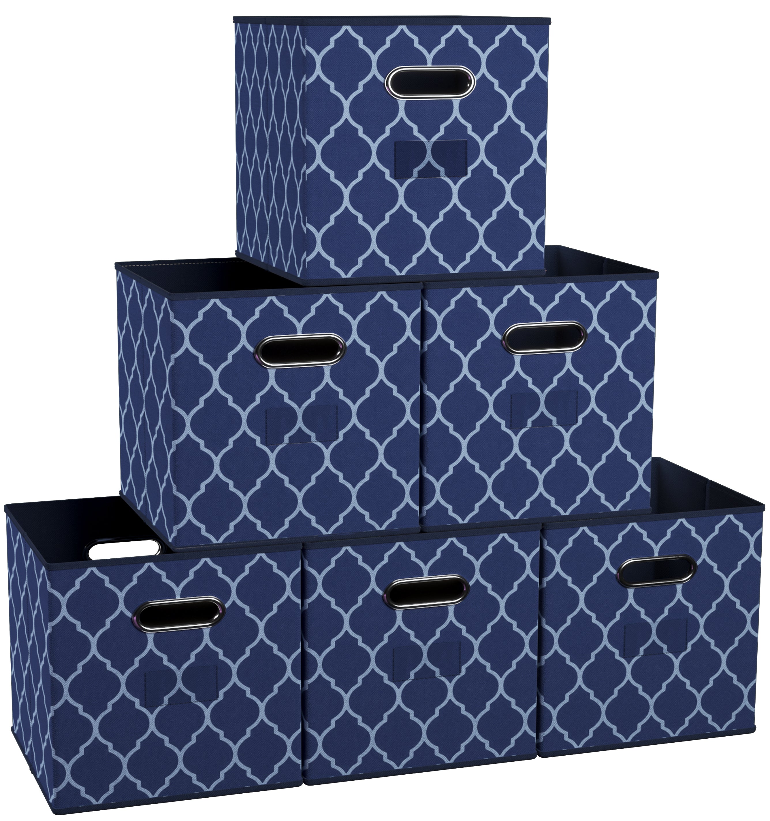 Lattice Foldable Storage Cube Bin with Dual Handles