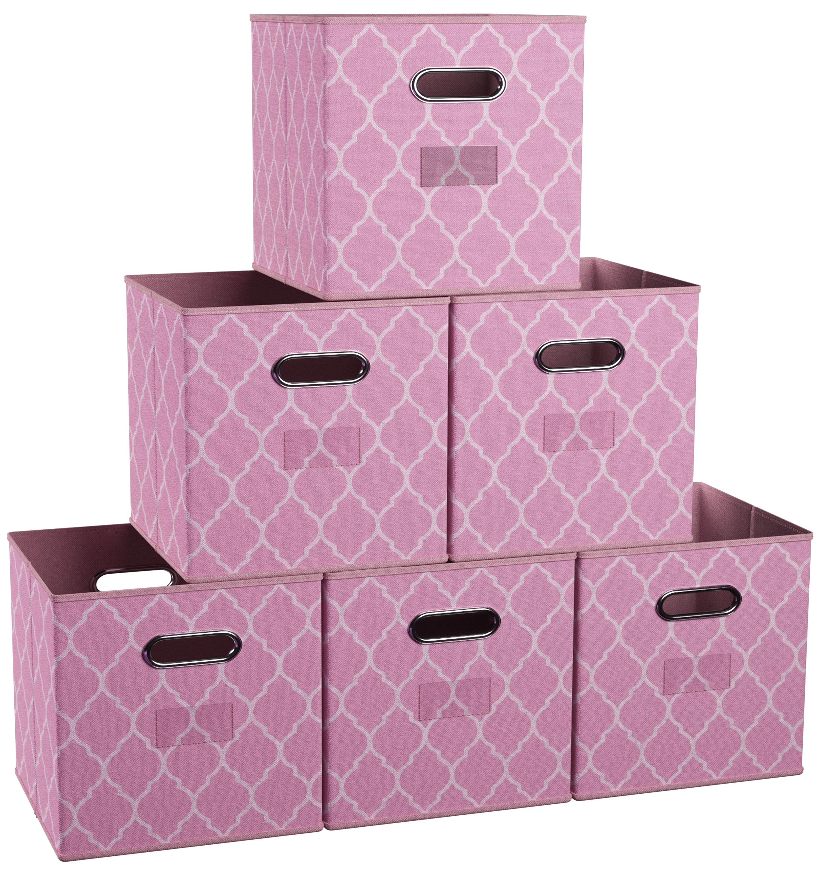 Lattice Foldable Storage Cube Bin with Dual Handles