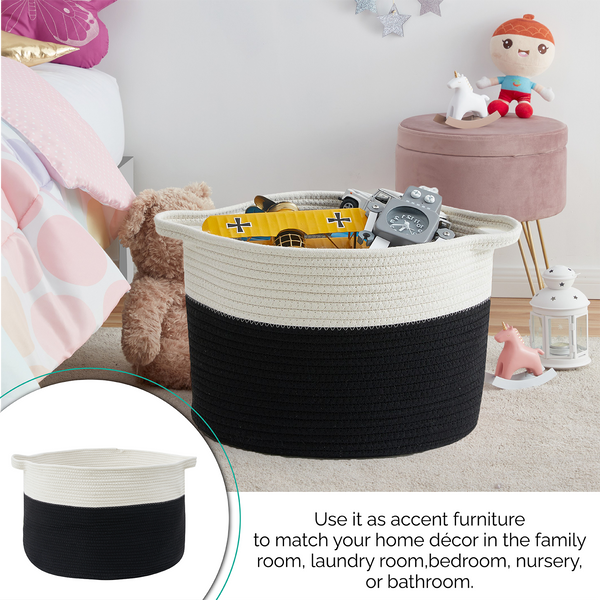 Extra Large Round Cotton Rope Storage Basket Laundry Hamper with Handl –  Ornavo Home