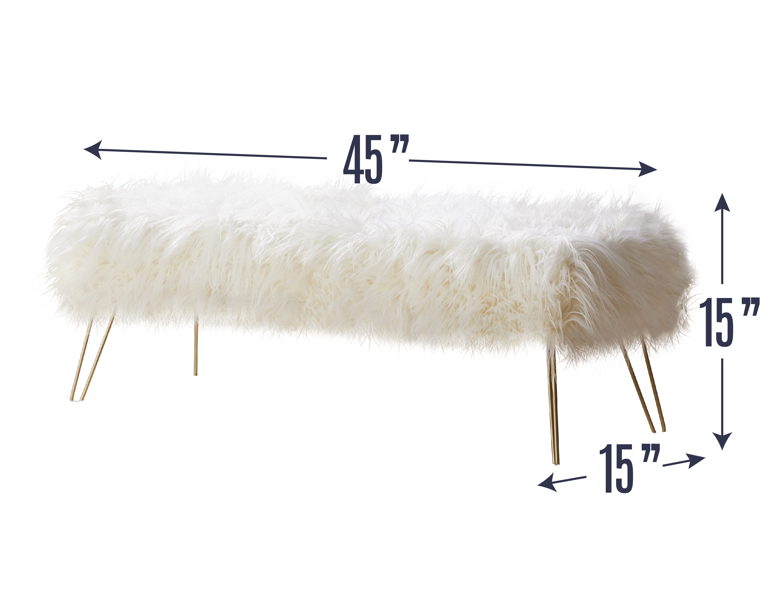 Faux Fur Bench Ottoman - White