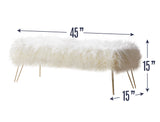 Faux Fur Bench Ottoman - White
