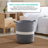 Large Cotton Rope Laundry Hamper Woven Basket with Handles