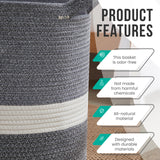 Large Cotton Rope Laundry Hamper Woven Basket with Handles