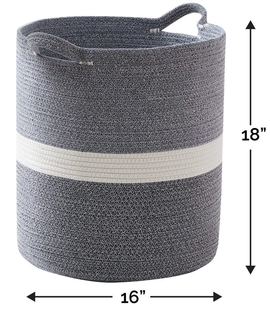 Large Cotton Rope Laundry Hamper Woven Basket with Handles