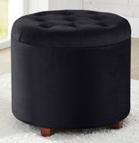 Donovan Round Tufted Velvet Storage Ottoman - Black