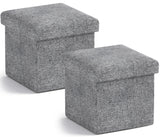 Ornavo Home Foldable Small Storage Ottoman - 12 x 12 x 12 - Set of 2