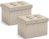 Ornavo Home Foldable Small Rectangle Storage Ottoman - 12 x 16 x 12 - 2PC - Gray