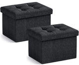 Ornavo Home Foldable Small Rectangle Storage Ottoman - 12 x 16 x 12 - 2PC - Gray