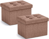 Ornavo Home Foldable Small Rectangle Storage Ottoman - 12 x 16 x 12 - 2PC - Gray