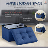 Ornavo Home Foldable Small Rectangle Storage Ottoman - 12 x 16 x 12 - 2PC - Gray