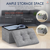 Ornavo Home Foldable Small Rectangle Storage Ottoman - 12 x 16 x 12 - 2PC - Gray