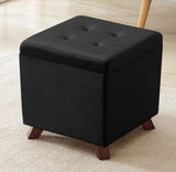Crawford Velvet Tufted Square Storage Ottoman with Lift Off Lid - Black